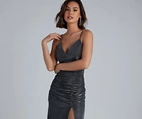 Quinn Formal High Slit Glitter Dress