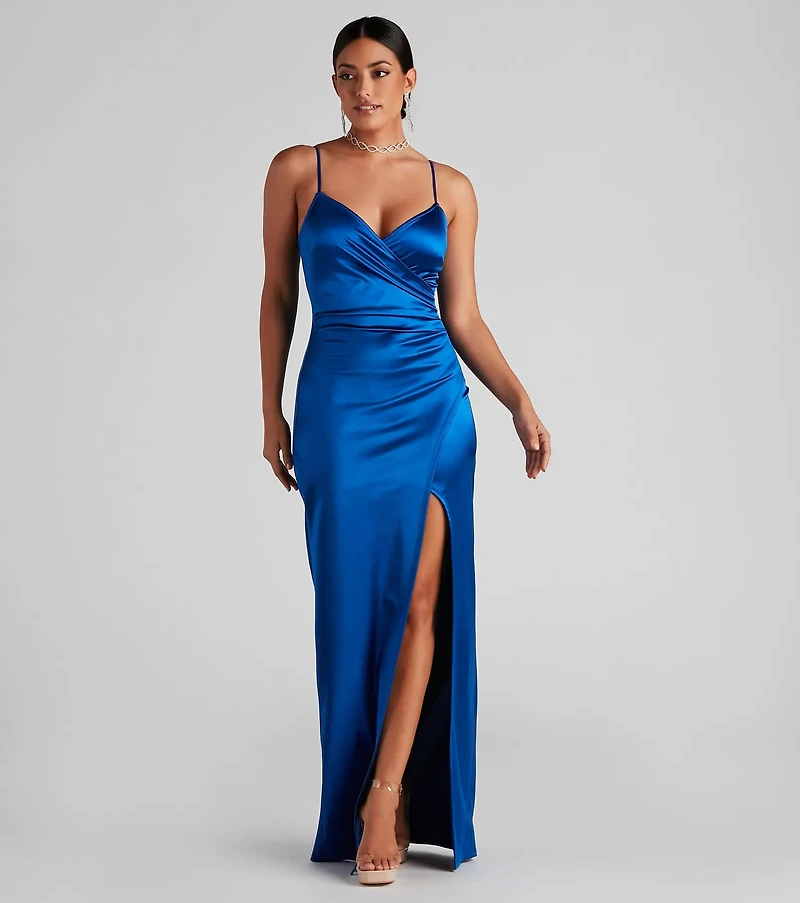 Jolina Wrap Skirt Satin Dress