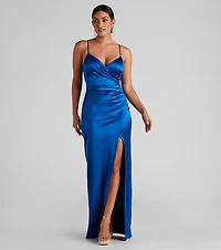 Jolina Wrap Skirt Satin Dress