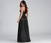 Kaelie Formal Satin A-Line Dress