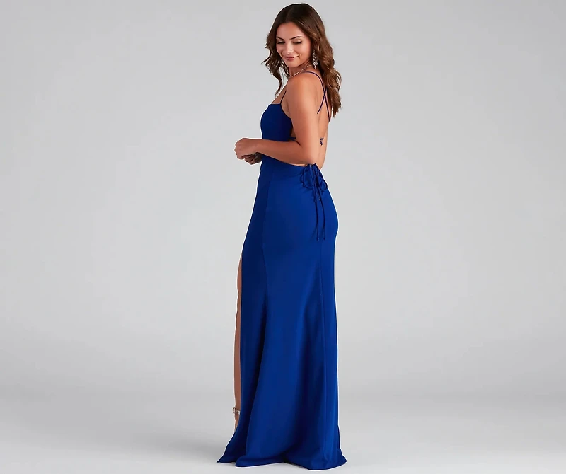 Tabitha Formal High Slit Crepe Dress