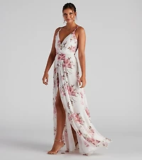 Geneviève Floral Chiffon Wrap Dress