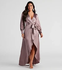 Kali Formal Satin Wrap Dress