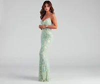 Marleigh Formal Sequin Scroll Dress