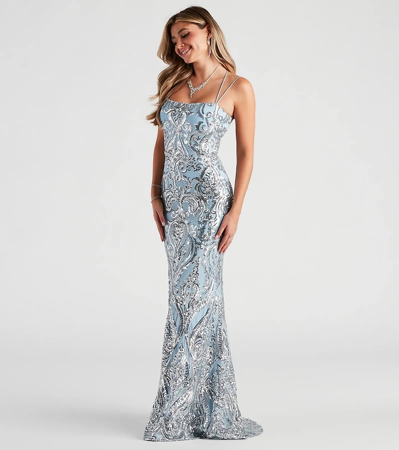 Kenzie Formal Sequin X-Back Dress