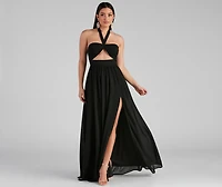 Sonia Formal Halter Cutout Chiffon Long Dress