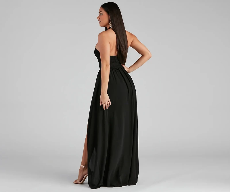 Sonia Formal Halter Cutout Chiffon Long Dress