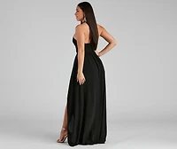 Sonia Formal Halter Cutout Chiffon Long Dress