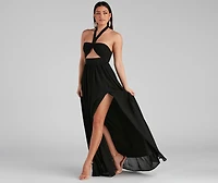 Sonia Formal Halter Cutout Chiffon Long Dress