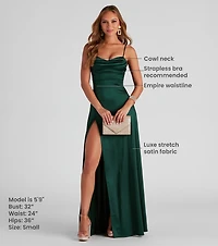 Marissa Formal Satin Cowl Neck Dress