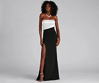 Vanessa Strapless Satin Crepe Formal Dress