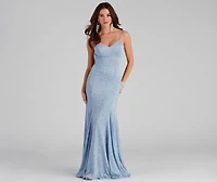 Becky Formal Glitter Open-Back Long Dress