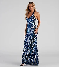Jailene Formal Sequin Halter Dress