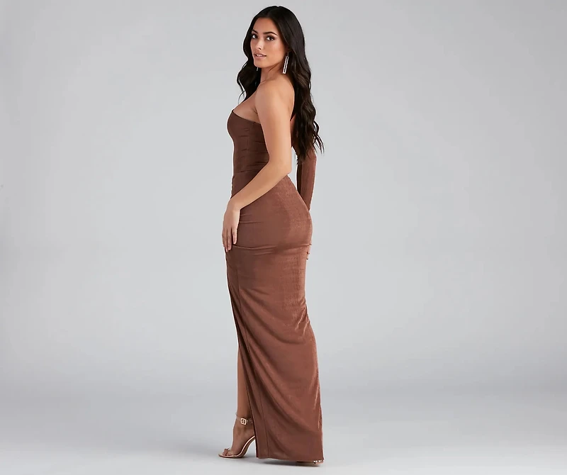 Jade One Shoulder Ruched Formal Dress