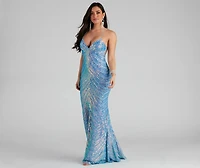Petra Formal Iridescent Sequin Dress