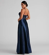 Brookelle Sequin Sweetheart Satin Formal Dress