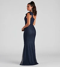Alaia Glitter Mesh Mermaid Dress