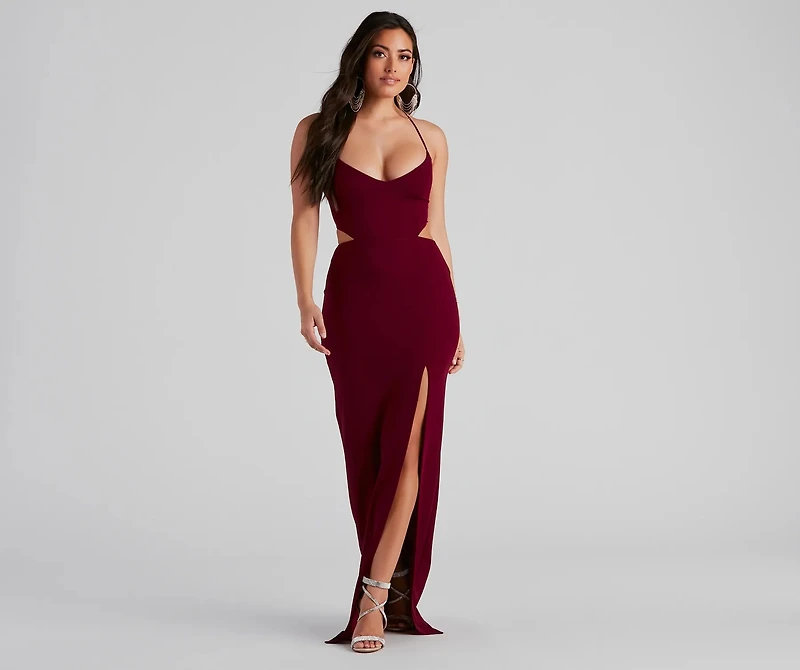 Ara Formal Lace Up Crepe Dress