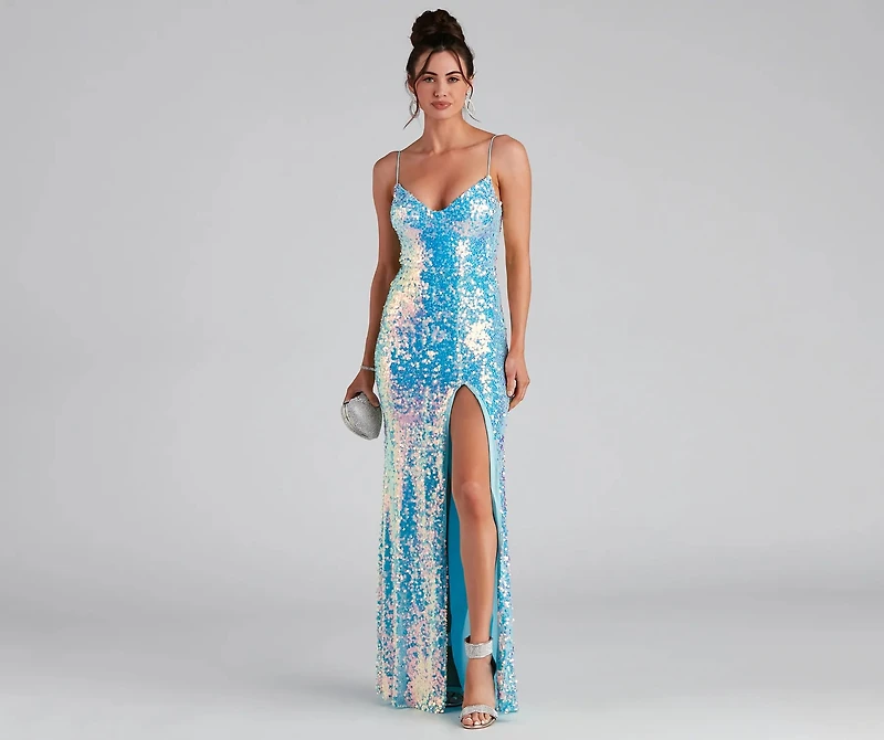 Skylar Sequin A-Line Formal Dress