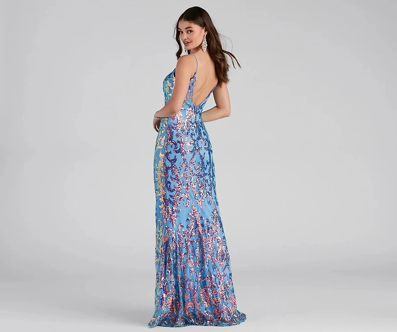 Izzie Formal Sequin Low Back Dress