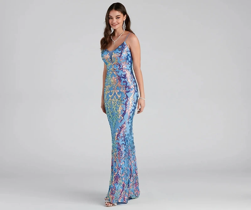 Izzie Formal Sequin Low Back Dress