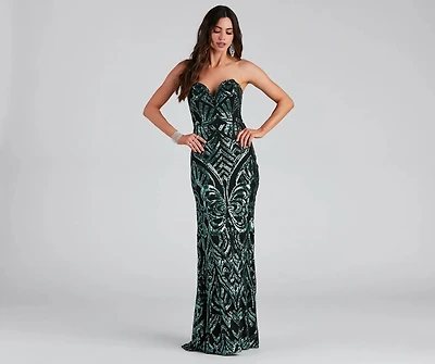 Cassy Formal Sequin Lace Up Dress
