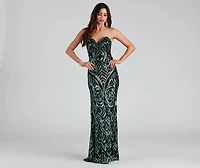 Cassy Formal Sequin Lace Up Dress
