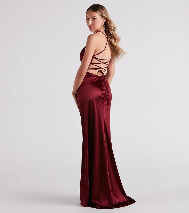 Windsor Serenity Ruched Satin Formal Dress | Liberty Center