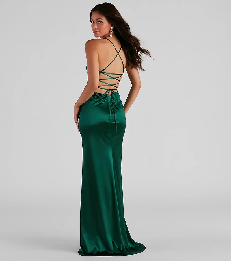 Serenity Ruched Satin Formal Dress