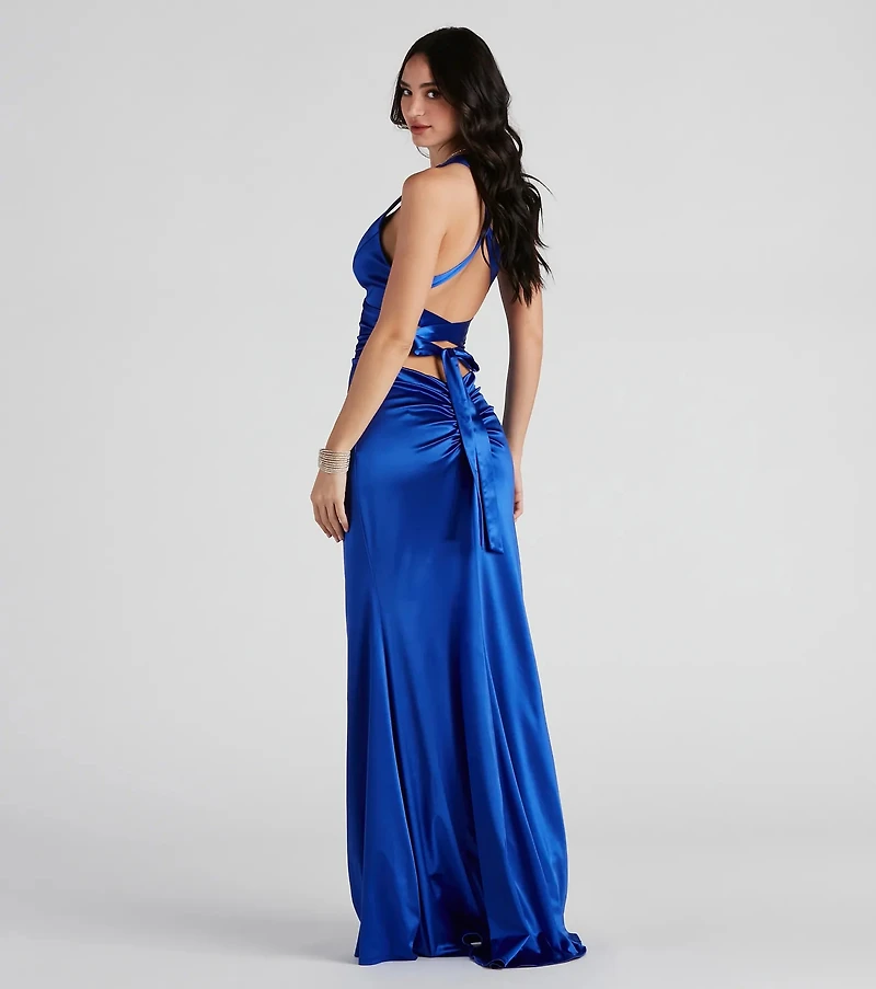 Sam Formal Satin Open Back Dress