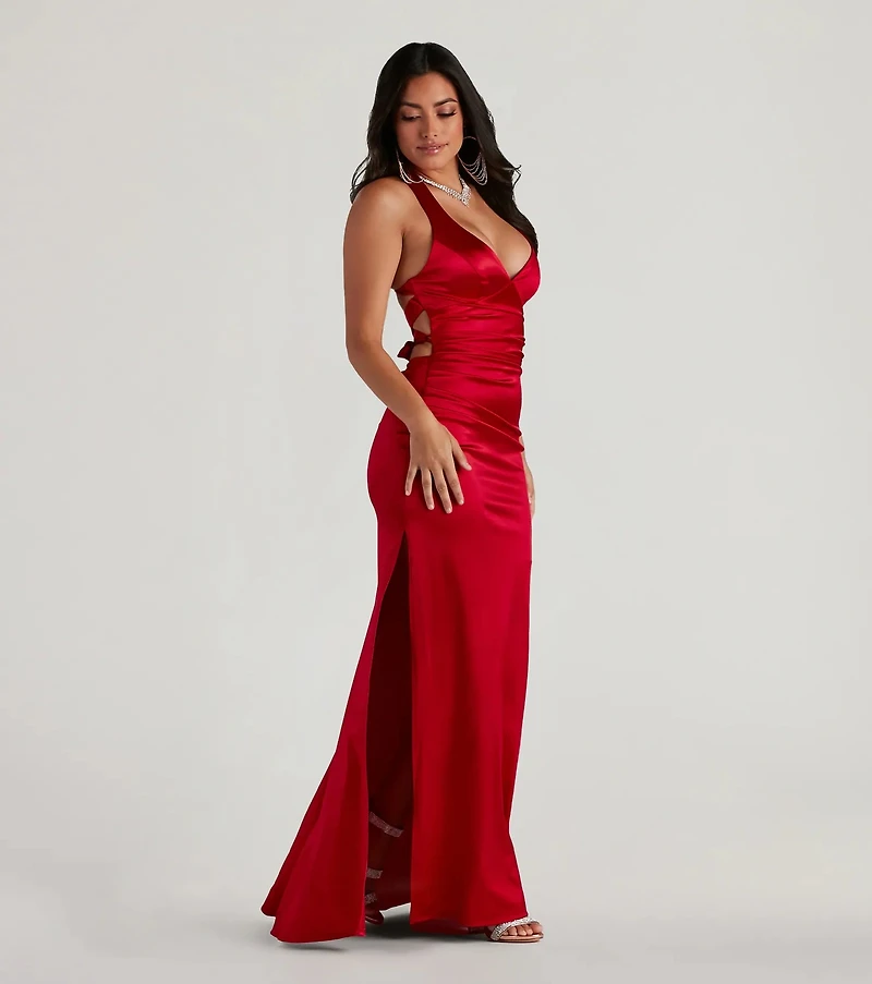 Sam Formal Satin Open Back Dress