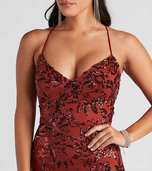 priya formal iridescent sequin scroll dress Windsor Priya Formal Iridescent Sequin Scroll Dress