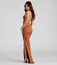 Liliana Ruched Knit Formal Dress