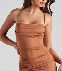 Liliana Ruched Knit Formal Dress