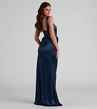 Lo Formal One-Shoulder Satin Corset Dress