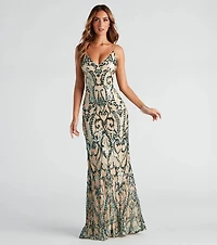 Natalie Sequin Scroll Formal Dress