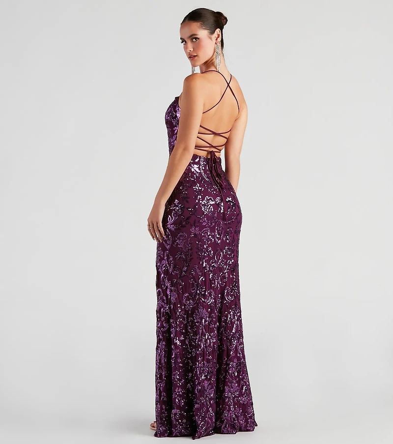 Lana Sequin Mesh Formal Dress