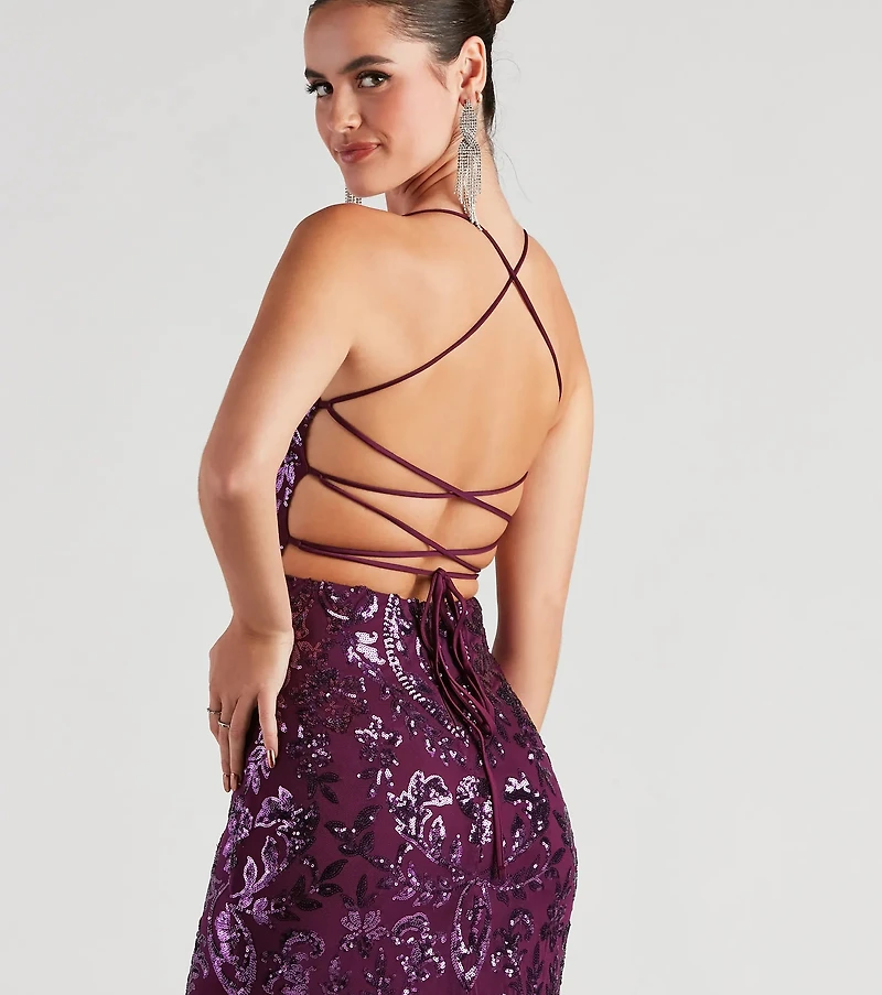 Lana Sequin Mesh Formal Dress