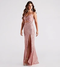 Haven Cutout Sequin Formal Dress