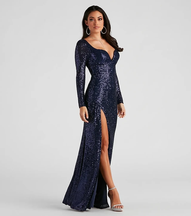 Windsor Lyra Long Sleeve Sequin Mermaid Dress | Liberty Center