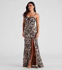 JoJo Sequin Bustier Formal Dress