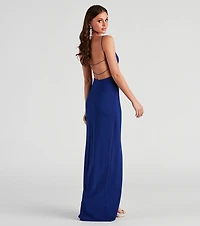 Christly Formal Crepe Surplice Dress