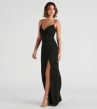 Christly Formal Crepe Surplice Dress