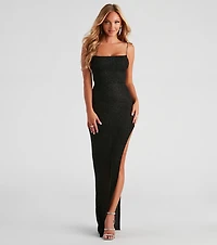 Jenna Formal Glitter Lattice Dress