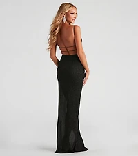 Jenna Formal Glitter Lattice Dress