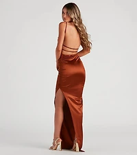 Alani Strappy Back Satin Formal Dress