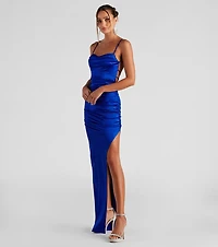 Alani Strappy Back Satin Formal Dress