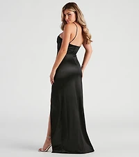 Jolina Wrap Skirt Satin Dress