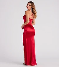 Katelyn Ruched Satin Mermaid Dress