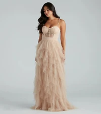 Ruth Formal Lace Tulle Ruffled Dress